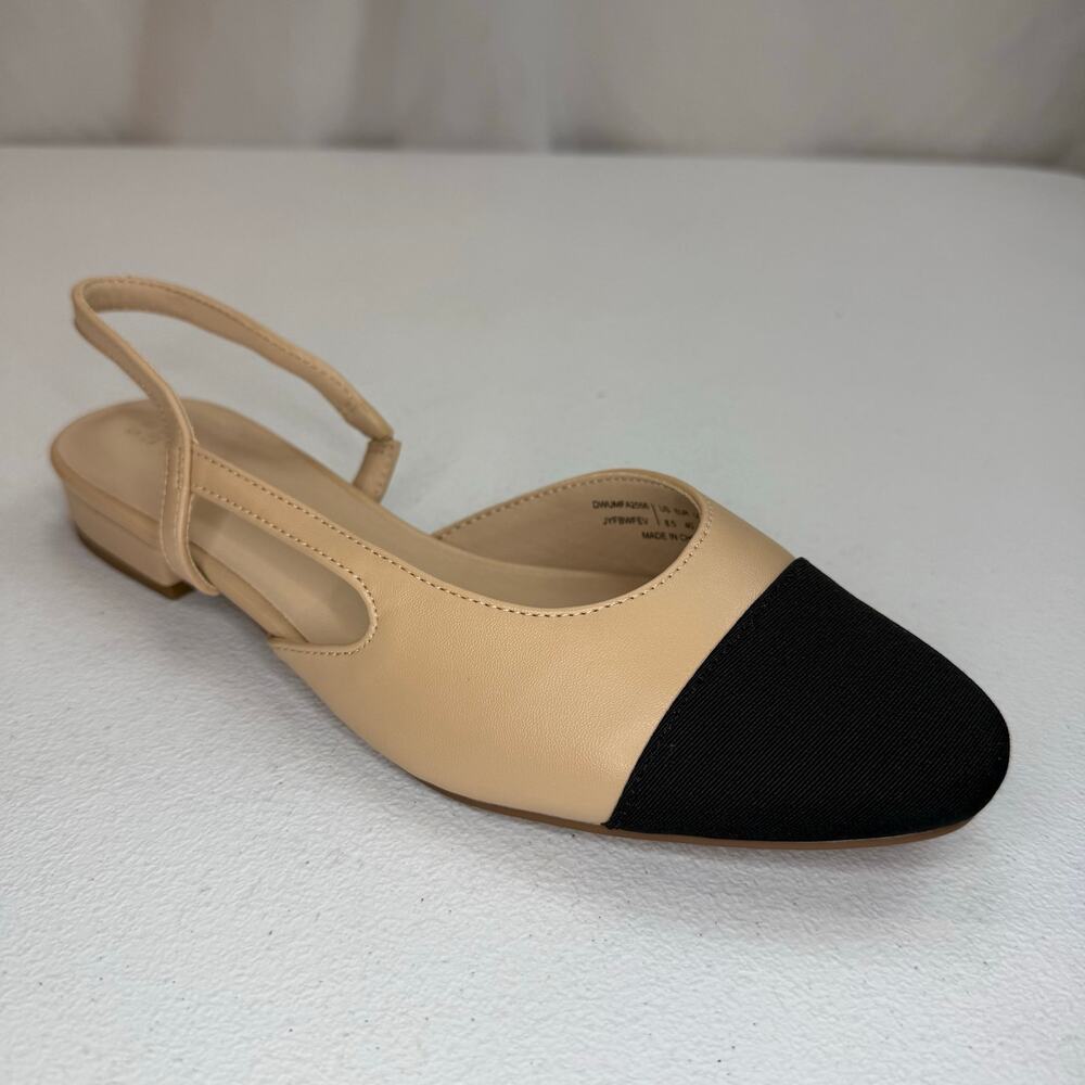 DREAM PAIRS Slingback Cap Toe Flats Nude Size 8.5